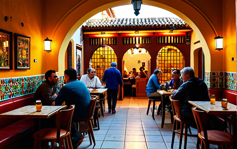 세대 간 요리 교실 운영 아이디어 - "A vibrant and bustling tapas bar in Seville, Spain, late afternoon. Patrons are enjoying tapas and ...