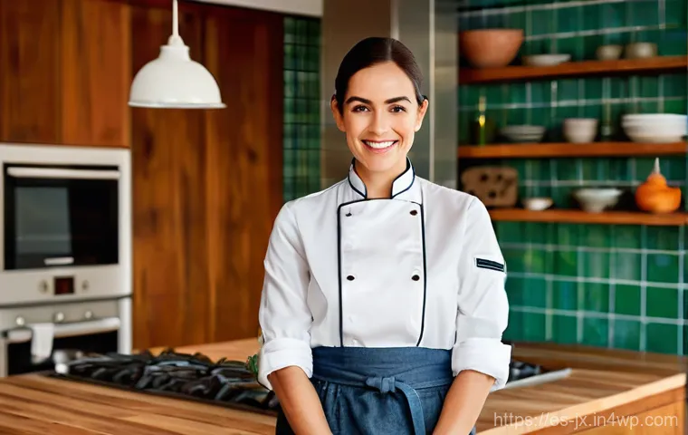 젊은 세대를 위한 전통 레시피 재해석 - **Prompt: "Modern Spanish Culinary Artistry"**
A vibrant, well-lit kitchen scene featuring a fem...
